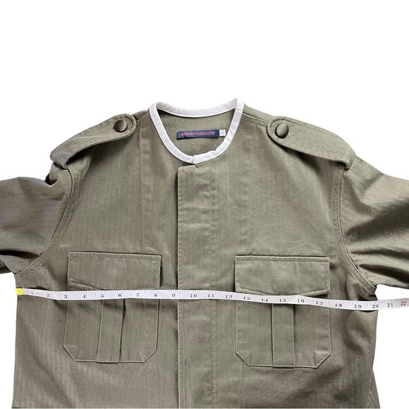 Harvey Faircloth Military Jacket with Leather Trim & Lamb Shearling Cuffs Small - Picture 12 of 17